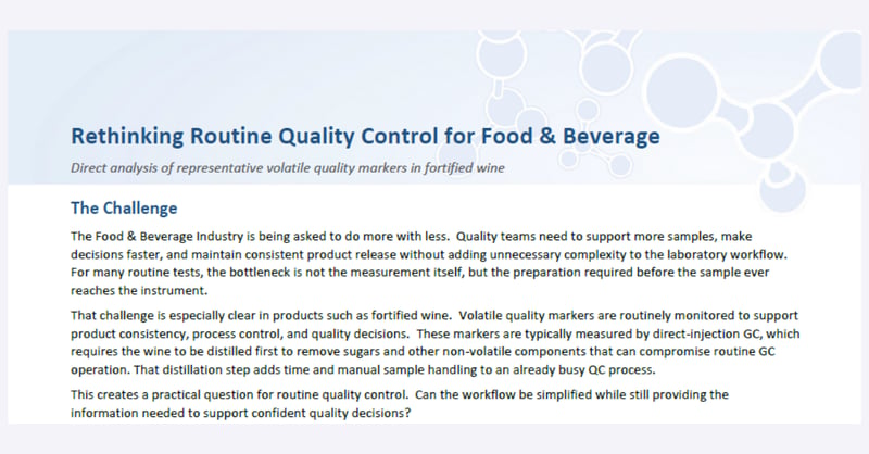 Rethinking Routine Quality Control for Food & Beverage Application Note