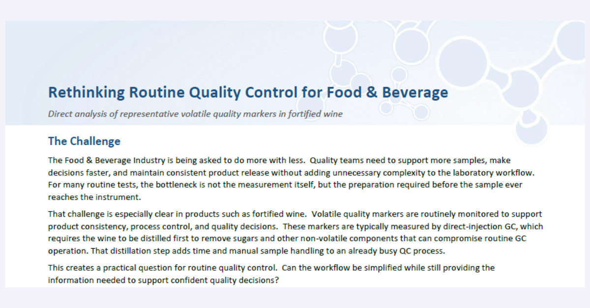 Rethinking Routine Quality Control for Food & Beverage Application Note