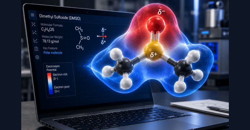 molecule floating over a laptop